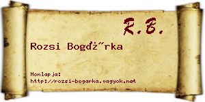 Rozsi Bogárka névjegykártya